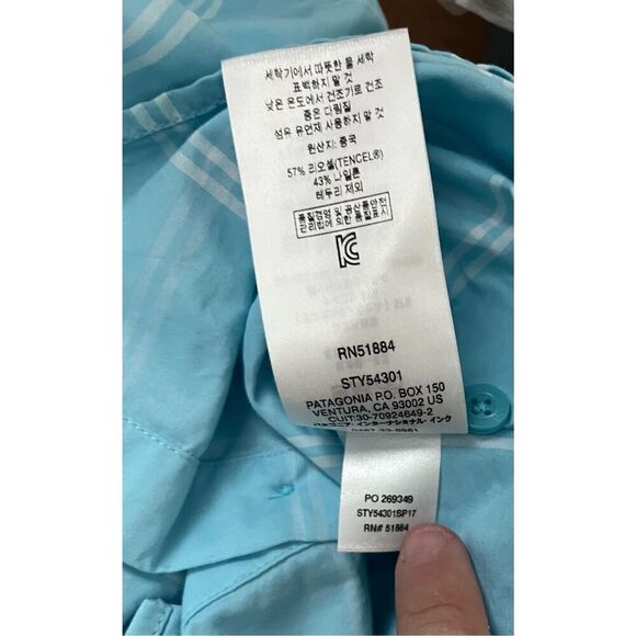 Patagonia Blue Plaid Long Sleeve Overcast Button Down Shirt Size 4 - Picture 6 of 6
